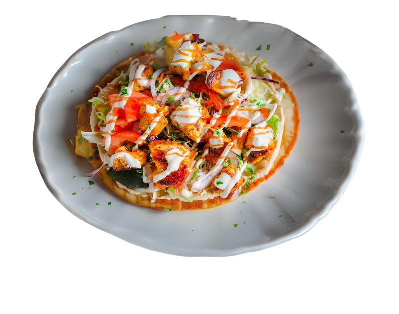 Chicken flatbread with sauce